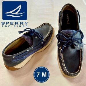 SPERRY TOP SIDER Blue Leather Boat Adjustable Tie Shoe (7M)
